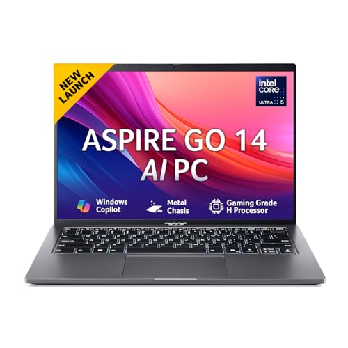 acer AspireGo14, Intel Core Ultra5 125H AI Processor,Office 2024 + M365 Basic, 16 GB RAM, 512 GB SSD, WUXGA IPS, 14.0"/35.56 cm, Win 11 Home, Steel Gray, 1.5 kg, AG14-71M, Backlit KB, Premium Laptop view 1