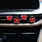 4PCS Car Air Vent Clips with Fragrance Pads, Red Cute Flower Air Fresheners - Image 4