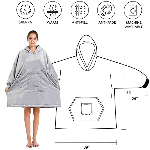 REDESS Blanket Hoodie Sweatshirt, Wearable Blanket Oversized Sherpa with sleeves and giant pocket, cozy hoodie for adults kids - Image 2