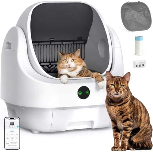 Open-Top Automatic Litter Box, Odor Control, Ready to Use, Self C...