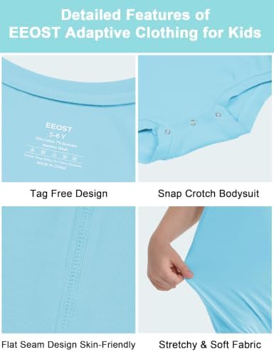 EEOST Adaptive Bodysuit Kids Special Needs, Snap Crotch Romper 3-16Y - 3