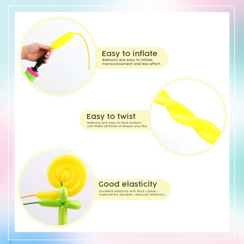 Image of 260 Balloons - Yellow Long Balloons for Animal Modeling & Party Decor, 100 | Yellow long balloons for balloon animals & clown party fun events, flexible & easy to twist into shapes, thick latex materia