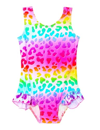 Image of Snowheart Girls Bathing Suit Toddler Swimsuit Girl Hawaiian Floral Ruffle One-Piece Breathable Swimwear 4-10T