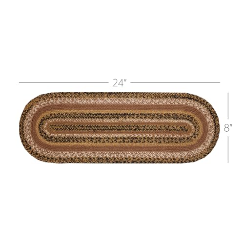 Vhc Brands 51234 Kettle Grove Primitive Jute Tan Striped Textured Oval Kitchen Table Runner 8 Inchx24 Inch thumb #2