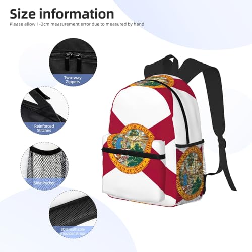 Sac à dos noir léger avec poches One Size motif drapeau Floride - 5