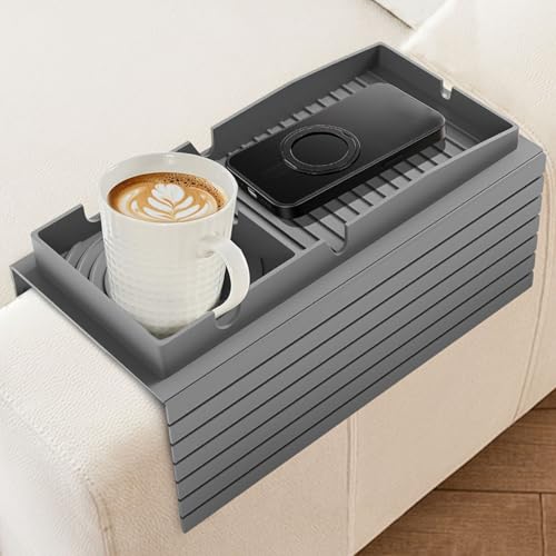 Portavasos para sofá de gel de sílice negro para tardes de cine y cena cómoda 5
