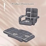 COSTWAY Floor Sofa Chair, 6-Position Adjustable Lazy Sofa Bed with Armrests, Metal Frame Single Padded Lounge Sleeper Recliner Floor Chair Seat for Meditation, Gaming and Reading (Grey) - Image 3