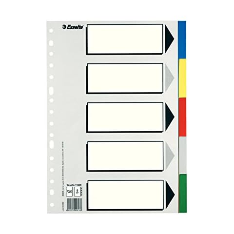 Esselte Separadores de plástico, 5 pestañas, Tamaño folio, Multicolor Cover