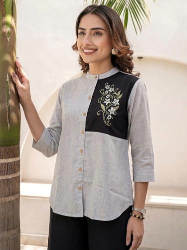 Image of TOPLOT Embroidery Cotton Kurta Set for Woman || Co ord Set for Women Stylish (5239)