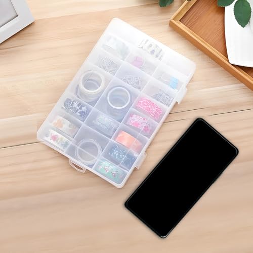 Image of 3Pack 24 Grids 7.7 x 5 x 1.4 inch Clear Plastic Tackle Box with Adjustable Dividers, Jewelry Organizers and Storage for Earring Organizer, Diamond Art Storage for Bead /Craft /Sewing /Fishing Organizers