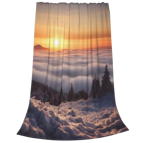 Couverture en micro polaire lever de soleil pour cocooning sur le canapé 152x127 - 3