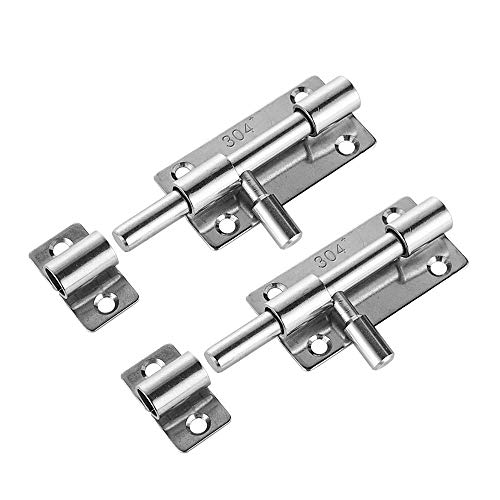 JQK Barrel Bolt Door Latch, 304 Stainless Steel Thickened 1.4mm, 3 Inch
