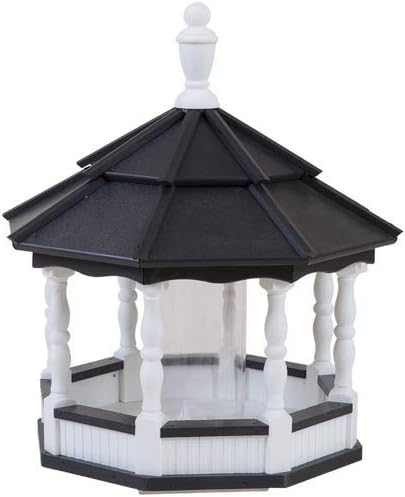 Amish Handcrafted Poly Spindle Outdoor Bird Feeder – 20”W x 24”H Post Mount for Backyard Bird Watching, Easy Refill Roof Knob, Octagon Design with 8 Spindles, Hand-Made in Lancaster PA