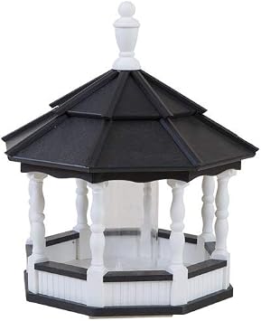 Amish Handcrafted Poly Spindle Outdoor Bird Feeder 20W x 24H Post Mount for Backyard Bird Watching, Easy Refill Roof Knob, Octagon Design with 8 Spindles, Hand-Made in Lancaster PA