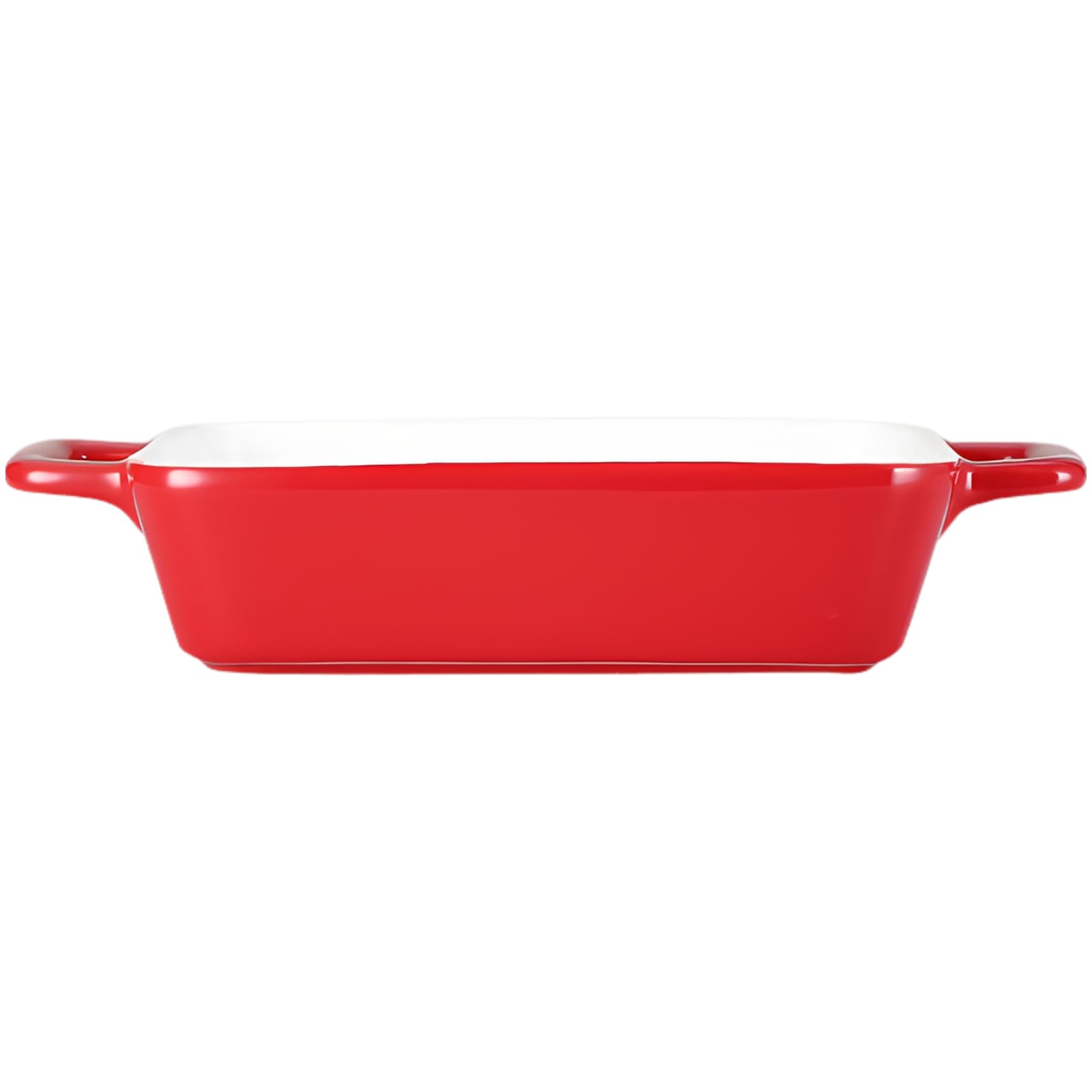 Plat de cuisson en céramique 15,2 oz avec doubles poignées, plat à lasagnes style nordique pour rôtir, plat à gratin pour micro-ondes, four et lave-vaisselle, rouge, 8,6 x 6,3 x 1,9 in