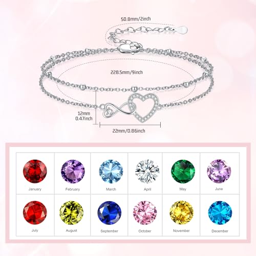 Image of Anklet for Women 925 Sterling Silver Double Infinity Ankle Bracelet Waterproof Summer Jewelry Anniversary Birthday Gifts for Her