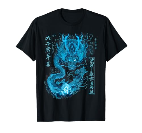 Dragón japonés volador verde con tatuaje de fantasía Kanji Camiseta
