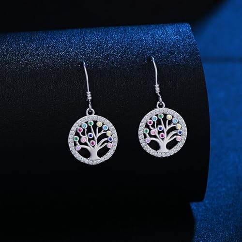 Pendientes de árbol de la vida con collar y circonitas para mujer 3