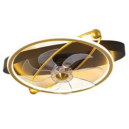 Ventilador de techo de lujo oro con lámpara moderna regulable de estilo europeo