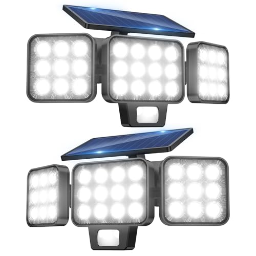 GEARLITE Solarlampen für Außen mit Bewegungsmelder 2 Stück, 3500LM Superhelle LED Aussen Solarleuchten 3 Modi mit 270° Weitwinkelbeleuchtung, IP65...
