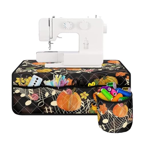 Eheartsgir Maple Leaf Pumpkin Sewing Machine Pad for Table, Scratches-Proof Fabric Protective Mat for Standard Household Sewing Machines, Home Thanksgiving Decor