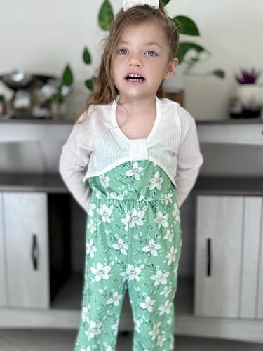 Image of HIHA Girls Sleeveless Jumpsuits Outfit Long Sleeve Twist Front Tops Romper Clothes Set Size 4-12