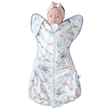 JOYNCLEON Baby Schlafsack 0.5 TOG zum Pucken | Selbstberuhigend für besseren Schlaf & Moro-Reflex | 100% Baumwolle, atmungsaktiv | Sicher mit Beinfreiheit für 0-6 Monate (Blau, Small(2.5-5KG))