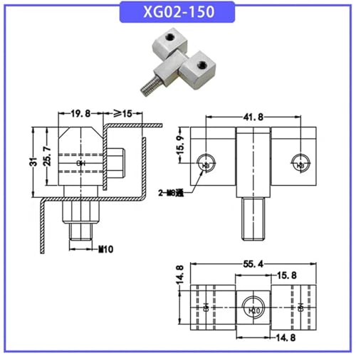 Charnière à triple joint en inox 304 amovible pour porte de cabine - 3