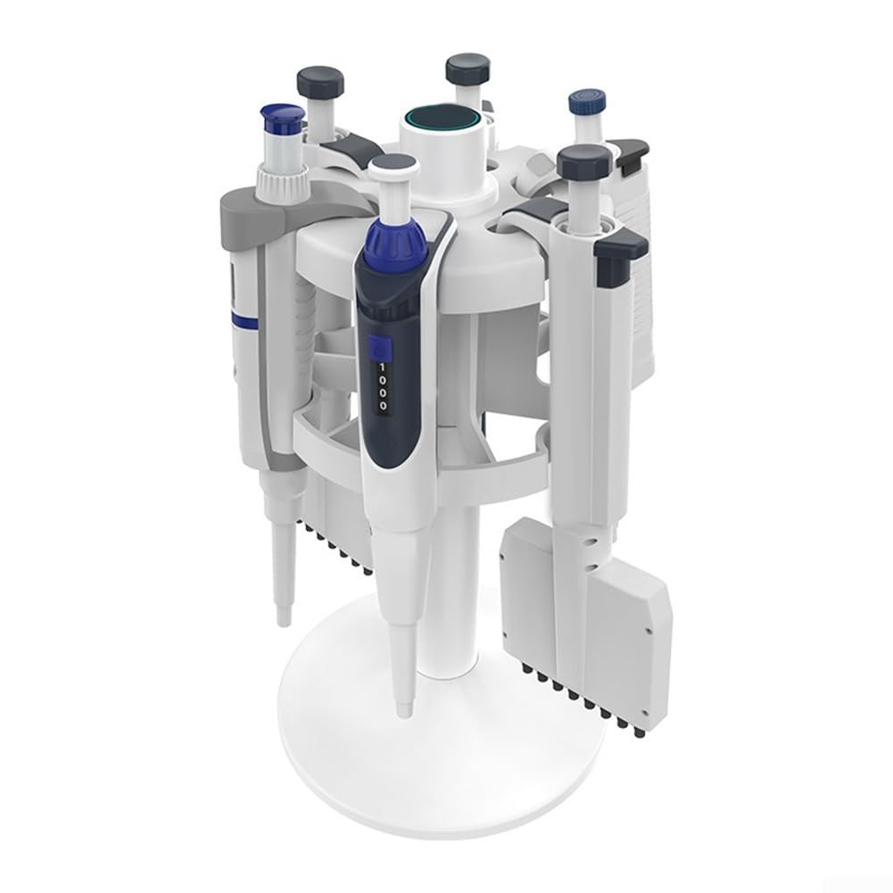 Supporto per pipette in ABS bianco per strutture di ricerca, adatto per pipette di diverse dimensioni, da banco o sotto l'armadio (rotondo)