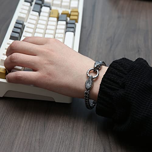 HZMAN Stainless Steel Men's Bracelet Retro Gothic Viking Animal Bracelet Cuban Chain Link Bracelet Biker Party Jewelry Gift4