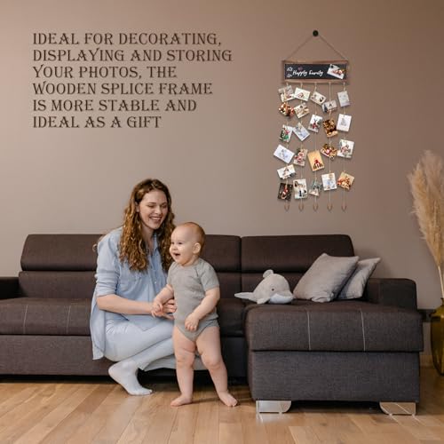FORNORM Hanging Photo Display Board with 30 Wooden Clips and 3 Magnetic Stickers, DIY Home Decoration - Image 3