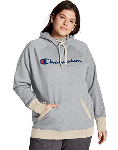 Champion womens Plus Powerblend Hoodie, Script Logo Hooded Sweatshirt, Oxford Gray-y07466, 1X US - image 3