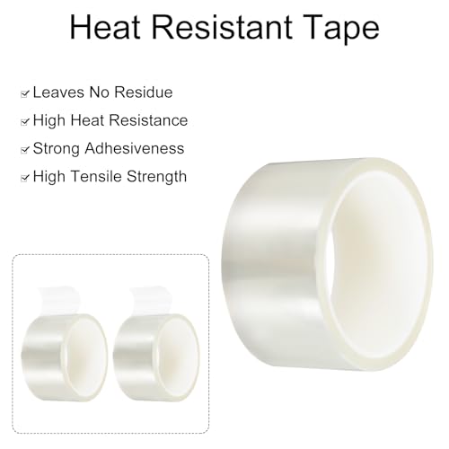 Image of uxcell Clear Heat Tape, 1 Roll 50mmx33m 108ft High Temperature Heat Resistant Tape for Sublimation,Heat Vinyl Press,Heat Transfer, Circuit Board, No Residue