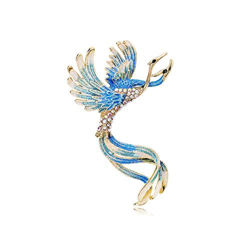 Knnuey Enamel Phoenix Bird Brooches for Women Men Beauty Bird Office Brooch Pin Gifts B