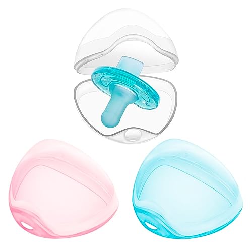 Image of LANEYLI Pacifier Case (3 Pack, Clear, Blue, Pink)