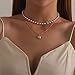 Ushiny Vintage Halskette Gold Layered Perlen Choker Halsketten Perle Anhänger Halskette Kette Schmuck Zubehör für Frauen und Mädchen