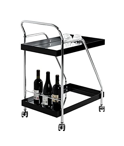 Carro de servicio HAKU de metal cromado con espejo de 62x84x46 cm 4