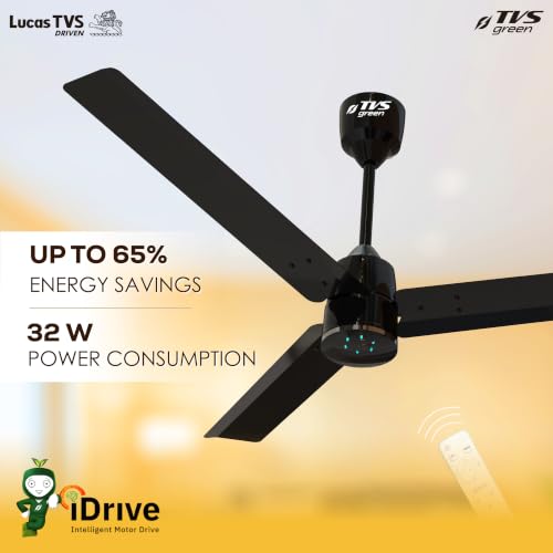 Image of Aerostar 1200MM BLDC Ceiling Fan with Remote | 5 Star | iDrive Technology | Powerful Breeze | LED Speed Indicator | Sleek Design | Energy Saving | 3 Year Warranty | Carbon Black