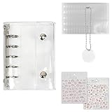 VVOKGO M5 サイズ シール帳 女の子 向け 5穴 バインダー 手帳 10枚リフィル付き + ステッカー2枚 & キーホルダー - かわいいシール整理 (シルバー)