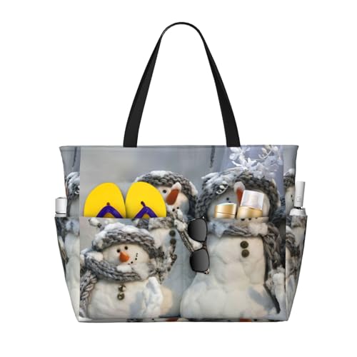 Grand sac fourre-tout motif bonhomme de neige de Noël grand sac à main cabas noir