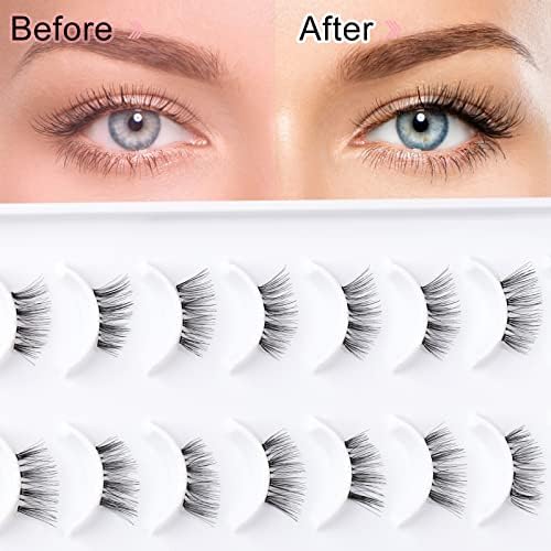 EMEDA 10 Par PÓŁ Rzęsy Naturalne Fałszywe Rzęsy Przejrzysta Taśma Cateye Sztuczne Rzęsy KrÓTkie I Miękkie Ręcznie Robione Reusable Half Lashes Cat Eye Lashes Natural False Eyelashes (Half Lashes)