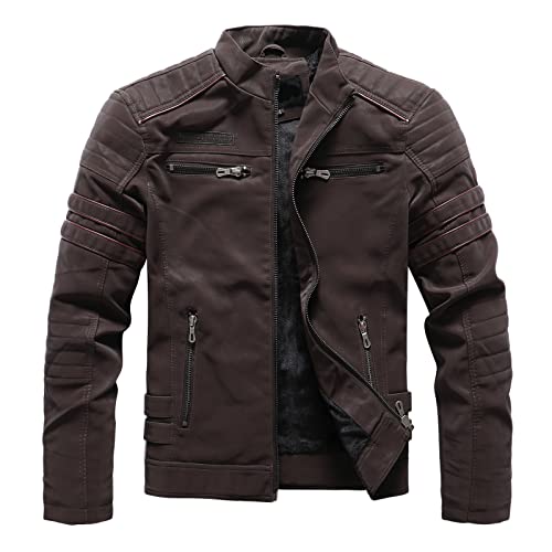 Manteau imperméable hiver contre le froid veste de moto homme en cuir abrasif L