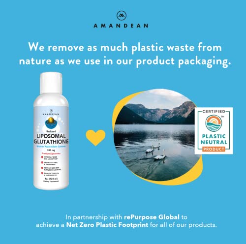 Amandean Liposomal Glutathione Liquid | Reduced Setria® L Glutathione 500Mg Supplement | Immune Support, Brain Health, Healthy Aging, Detox, Skin Health | Non-Gmo Sunflower Lecithin | Soy-Free & Vegan #TOP3