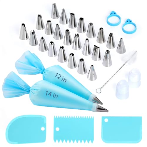 Piping Bags and Tips Set Reusable Cake Decorating Kit