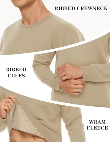 Image of TACVASEN Men's Crewneck Sweatshirt Warm Sherpa Lined Thermal Sweatshirts Heavyweight Long Sleeve Winter Fleece Pullover Shirt
