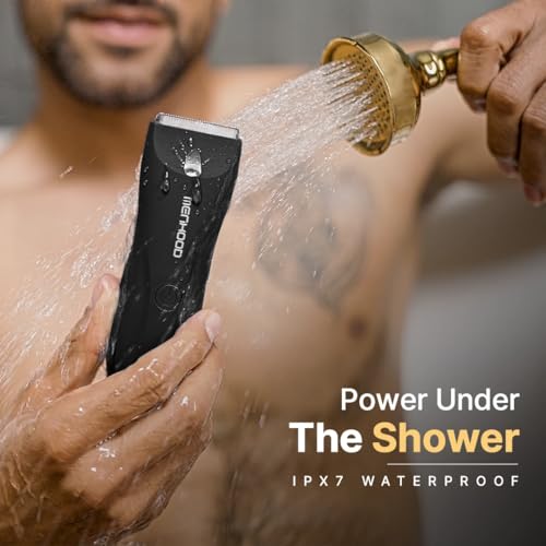 Image of MENHOOD Trimmer 1.0 Pro Black Waterproof Manscaping Body Ball Groin Trimmer for Men Type-C Wireless Charge LED Spotlight 150 Min Runtime Ceramic Blade IPX7