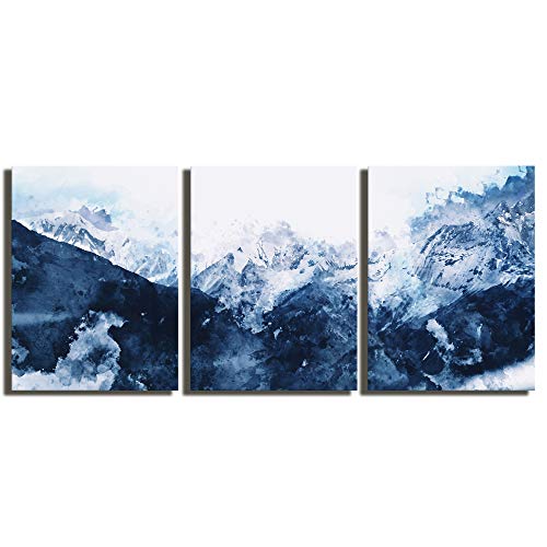 Abstract Canvas Wall Art Modern Abstract Painting Prints Blue Canvas Pictures Artwork Wall Art for Bedroom Living Room Bathroom Decoration Framed Ready to Hang 12" x 16" x 3 Pieces