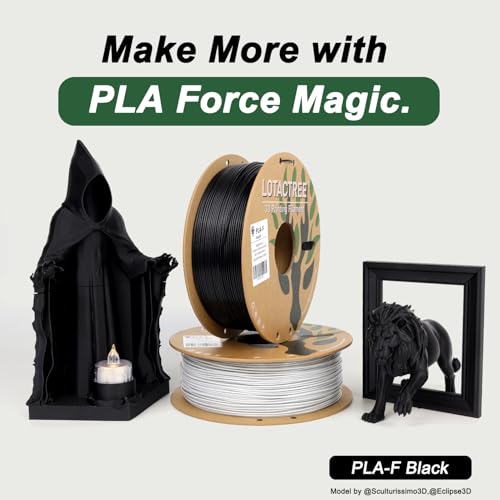 Image of PLA Force Filament Black, Toughened PLA-F Filament 1.75mm 1KG | Toughened Black 3D Printer Filament with PLA-F Formula for High Impact Resistance