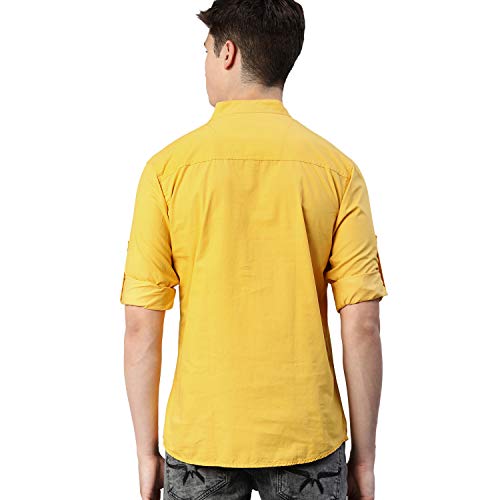 Image of Urbano Fashion Men's Cotton Full Sleeve Casual Shirt with Mandarin Collar Slim Fit