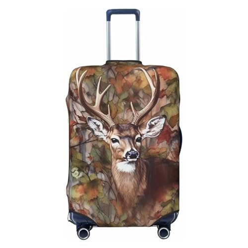 Luggage Cover Elastic Washable Suitcase Cover Dustproof Suitcase Protector Personalized Deer And Leaves Image Travel Luggage Baggage Covers For 18-32 Inch